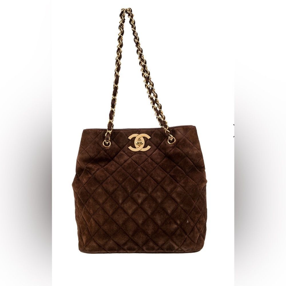 CHANEL Dark Brown Quilted Tote with Gold Chain - Picture 3 of 16